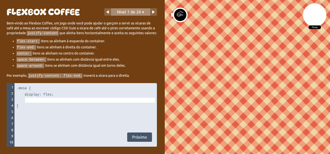Jogo Flexbox Coffee